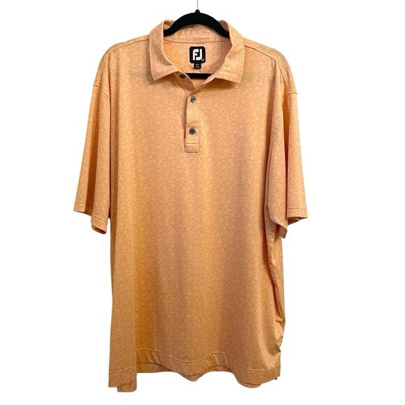 FootJoy Polo Shirt Mens XL Floral Print Golf Performance Stretch Orange Wicking - Picture 3 of 10